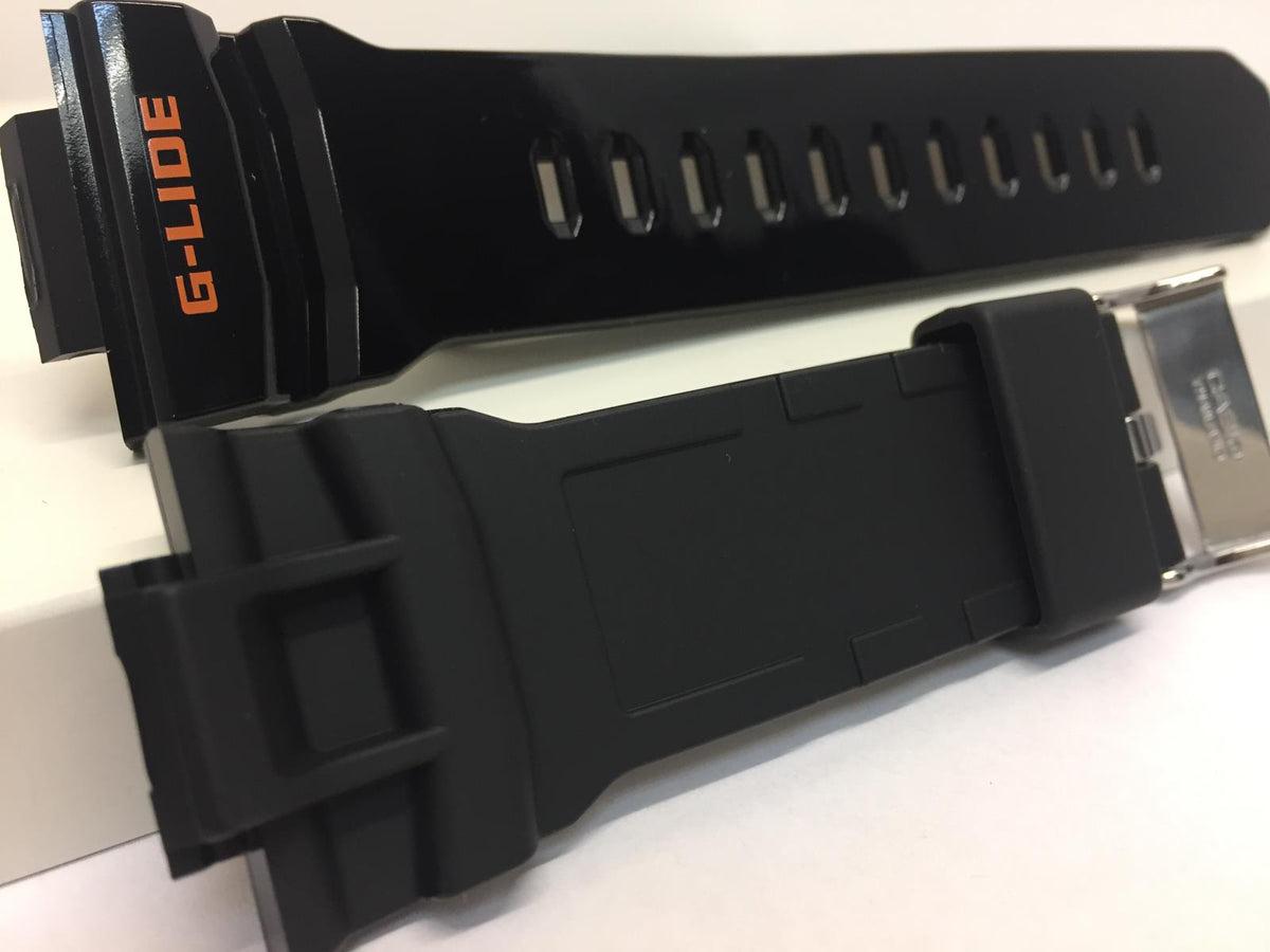 Casio Watchband GWX-8900 -1 Shiny Black Resin G-Shock G-Lide Tough Solar Strap