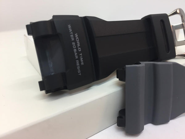 Casio Watchband GRB-100 1A3. Gravity Master Black Resin . Gray Backside