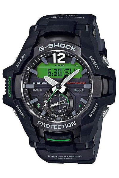 Casio Watchband GRB-100 1A3. Gravity Master Black Resin . Gray Backside