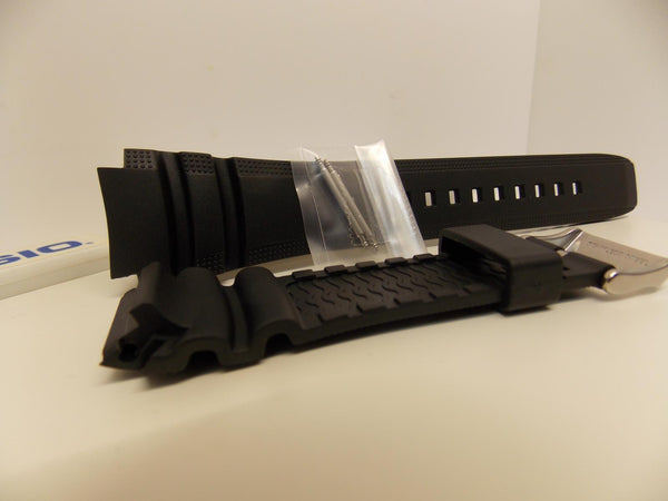 Casio Watchband AMW-710 Black Resin  For Marine Gear. Watchband W/pins