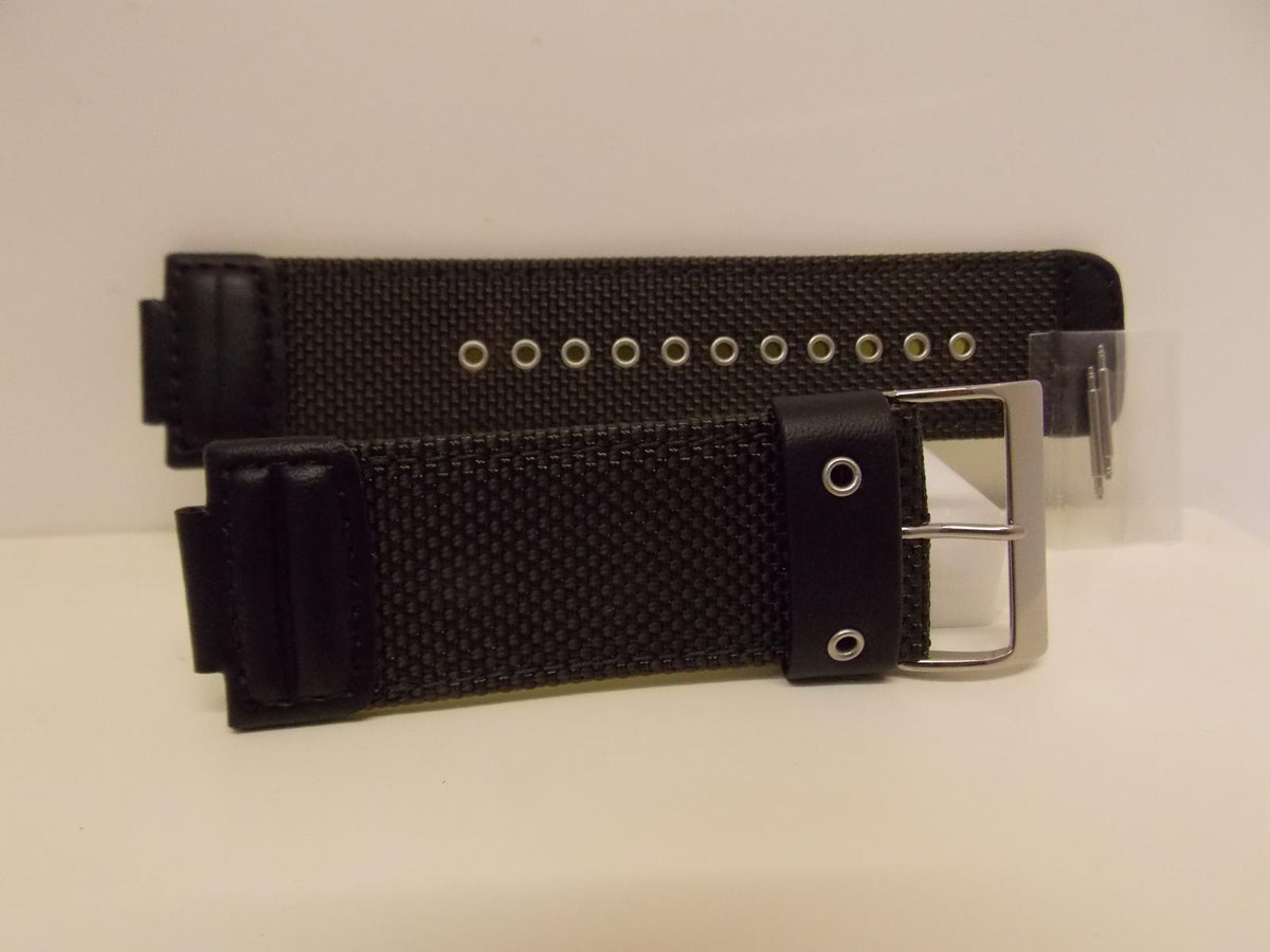 Casio Watchband Black Mesh/Leather/Yellow Back 16mm (30mm Shoulder) G-7900 MS-3