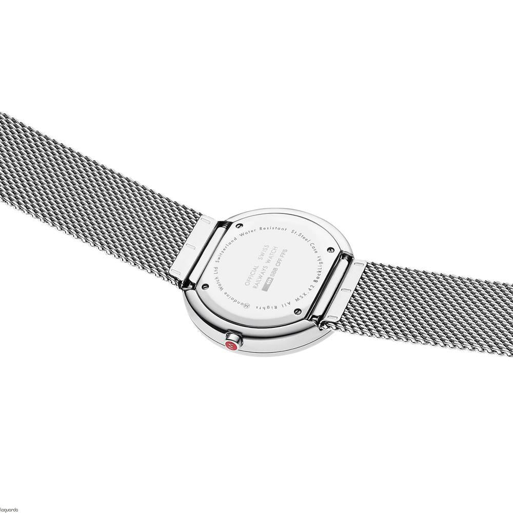 Mondaine Watch MSX.4211B.SM w/New Backlit Glow Hands.Swiss.42mm Case. Mesh Band