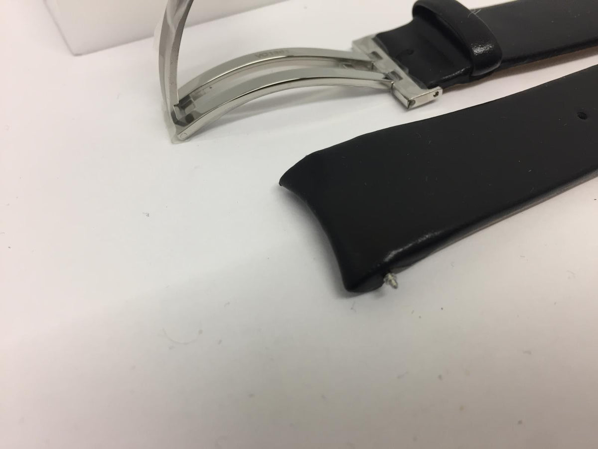 Swiss Army Watchband 004578 Blk Leather 20mm Curved End Folding Clasp mod 241550