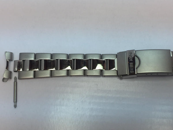 Swiss Army Watchband Original Officers Men's Steel Bracelet 19mm Curved End Caps