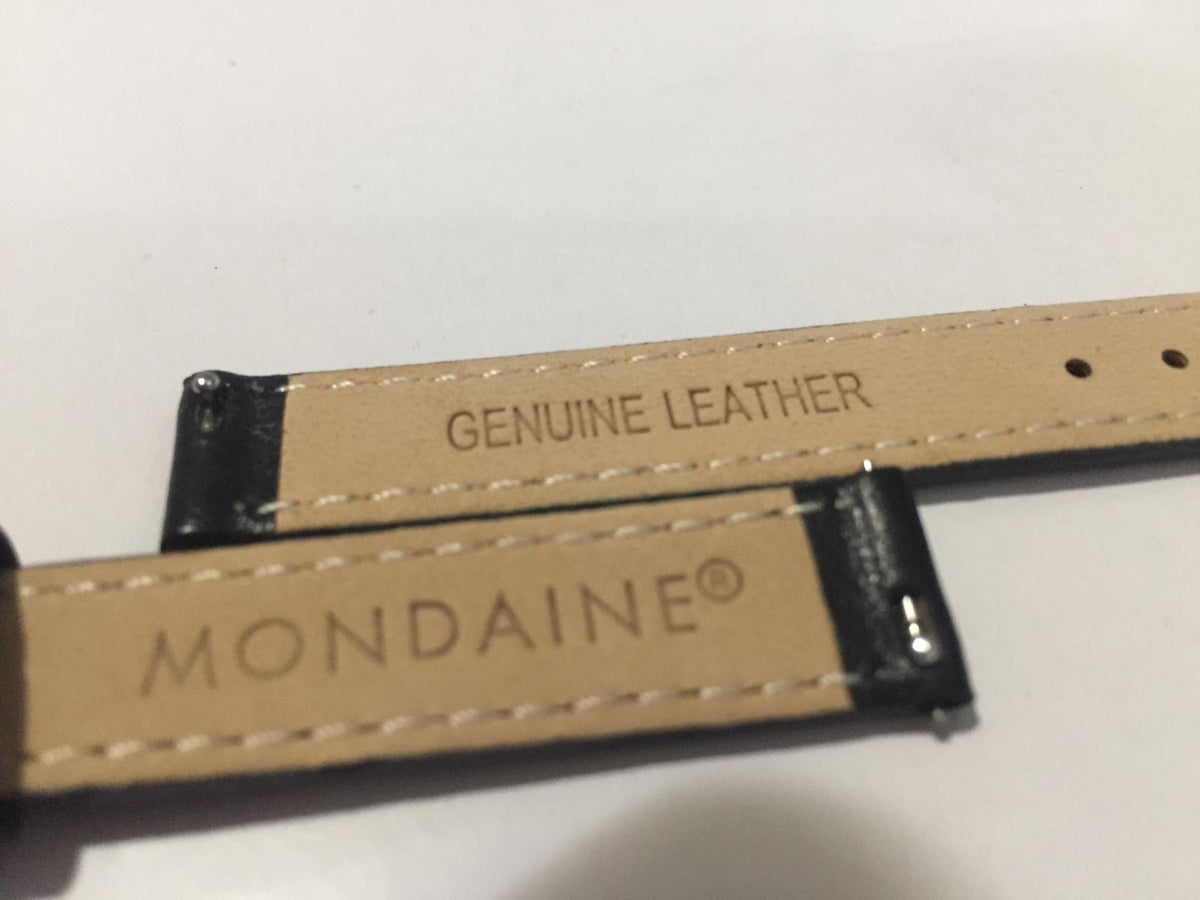 Mondaine Swiss Railways WatchBand FE3112 20Q.2. 12mm Blk Leather Strap w/EZ Pins