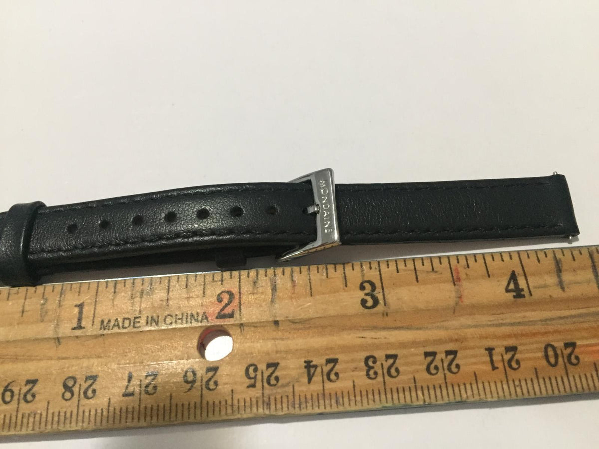 Mondaine Swiss Railways WatchBand FE3112 20Q.2. 12mm Blk Leather Strap w/EZ Pins