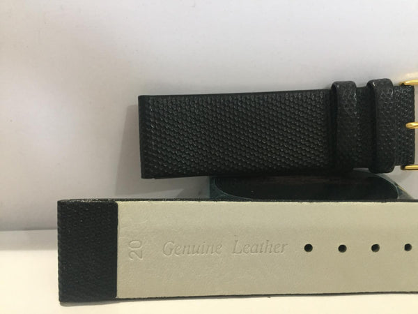 Citizen Watchband Original 20mm Black Leather Strap Capped w/Textured Nylon