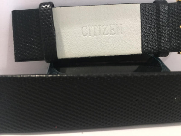Citizen Watchband Original 20mm Black Leather Strap Capped w/Textured Nylon