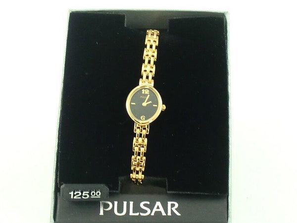 Pulsar WristWatch Ladies Gold Tone Black Dial Fashion Watch PEGB06