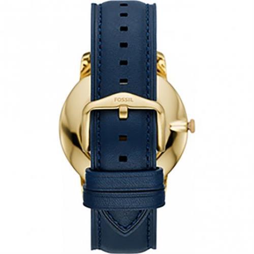 Fossil FS5789 "Minimalist" Mens Thin Dress Watch. Blue Band/Dial. Gold Tone Case