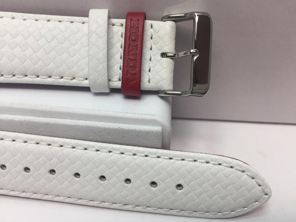 Casio Watchband Leather EQS-800 HR-1A Wht Outline Stitched Red Trim.Honda Keeper