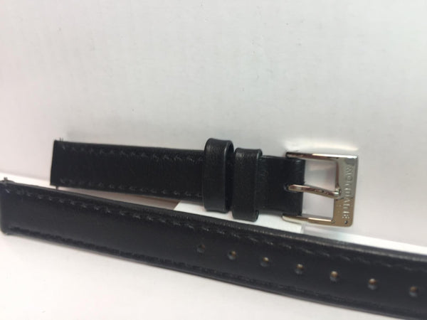 Mondaine Swiss Railways Watchband w/Ez Pins FE3112. Lds 12mm Wide Black Leather