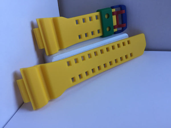 Casio Watchband GA-400 -9A Strap Yellow Band. Green/Red/Blue Buckle/Keeper.