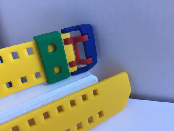 Casio Watchband GA-400 -9A Strap Yellow Band. Green/Red/Blue Buckle/Keeper.