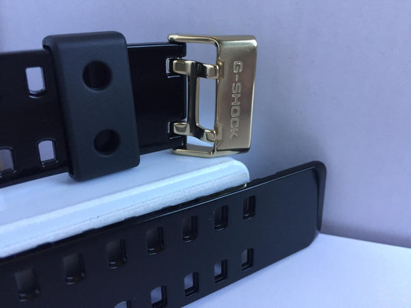 Casio Watchband GA-110,GA-140,GA710,GAC100,GD-100,GDF-100 Shiny Blk/Gold Buckle
