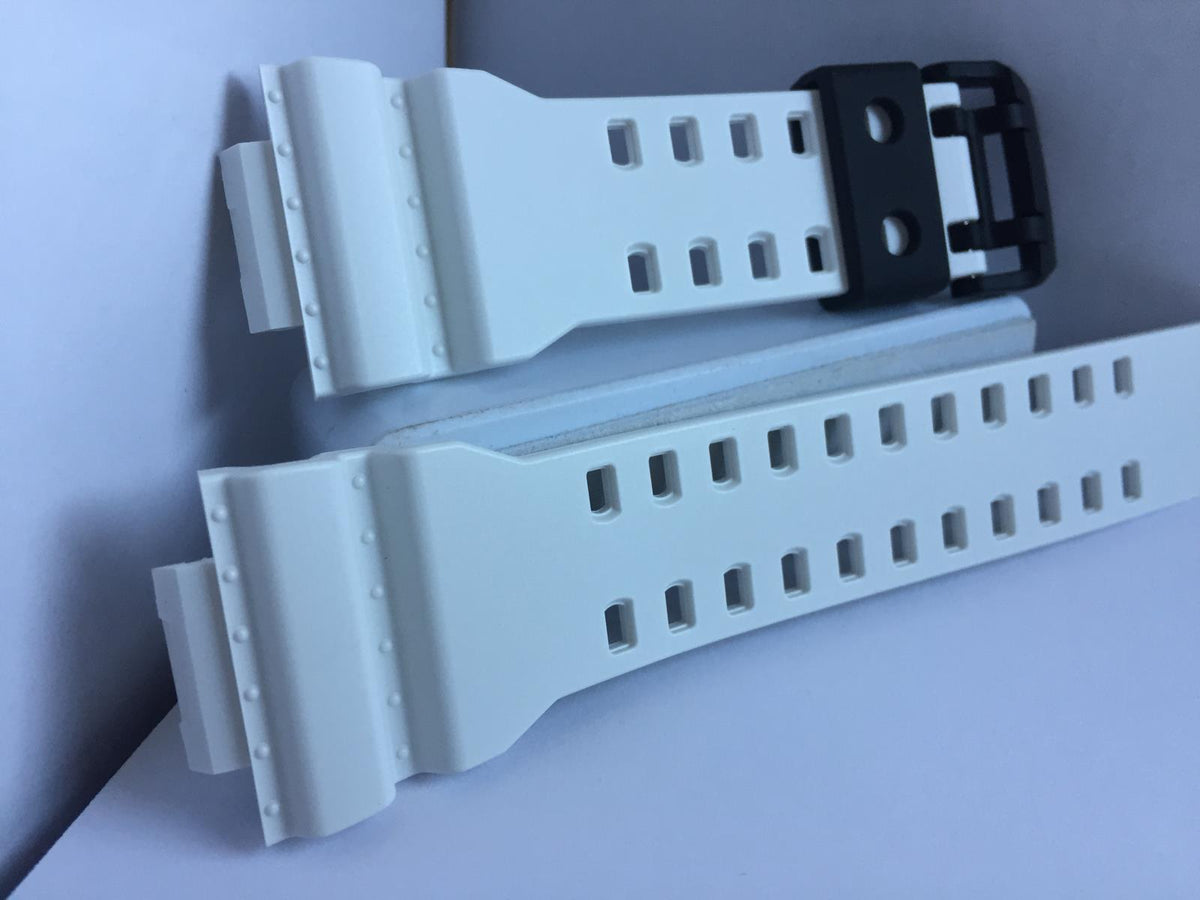 Casio Watchband GA-700 -7A White Strap Black Buckle/Keepers. Original Casio Band