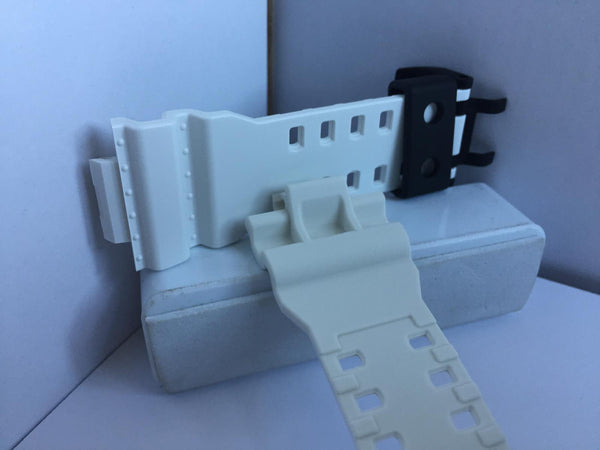 Casio Watchband GA-700 -7A White Strap Black Buckle/Keepers. Original Casio Band