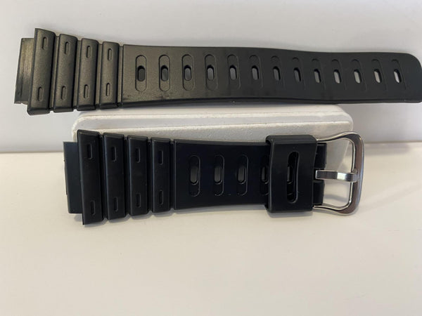 Casio Watchband DW-210,DW-240,DW-260. Blk Strap w/Japan Silver Tone Steel Buckle