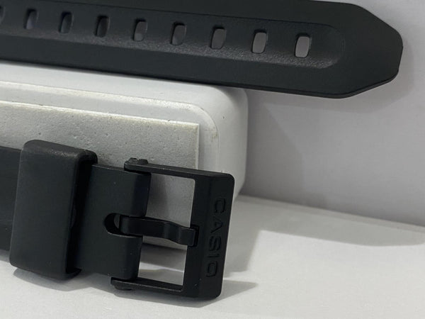 Casio Watchband F-201 Original Casio Strap. 18mm Black Resin Logo Buckle.