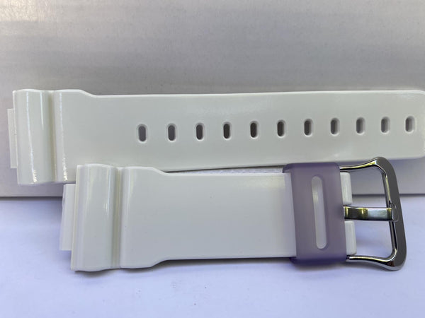 Casio Original Watchband DW-6900 SC-1v Shiny White Resin Strap. Purple Keeper