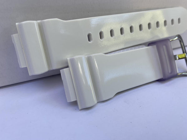 Casio Original Watchband DW-6900 SC-1v Shiny White Resin Strap. Purple Keeper
