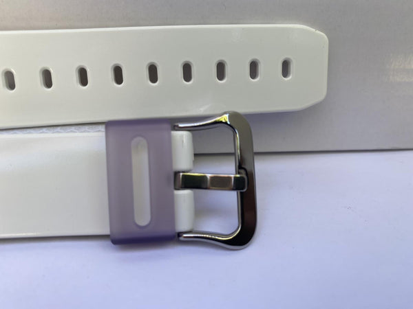 Casio Original Watchband DW-6900 SC-1v Shiny White Resin Strap. Purple Keeper