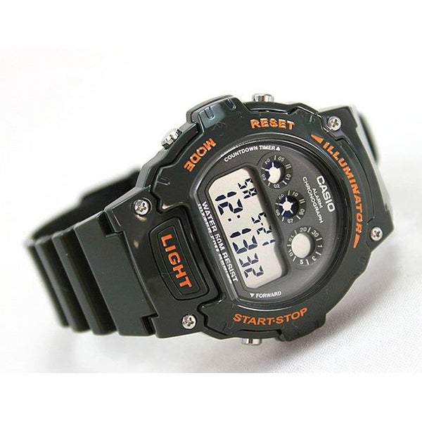 Casio Watchband W-214 Black Resin Strap Measures 16mm at Attach 24mm at Shoulder