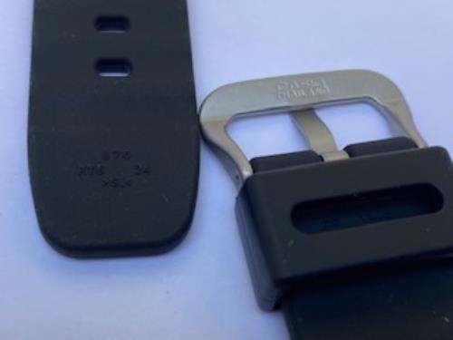 Casio Watchband PRG-600. Black Resin Strap Measures 24mm at Attach 4mm Thick