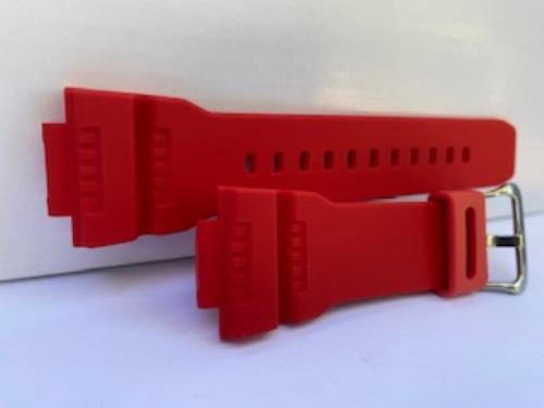 Casio Original Watchband G-7900 A-4. Red Resin Strap, Stainless Steel Keeper