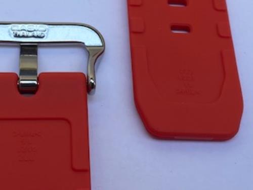 Casio Original Watchband G-7900 A-4. Red Resin Strap, Stainless Steel Keeper
