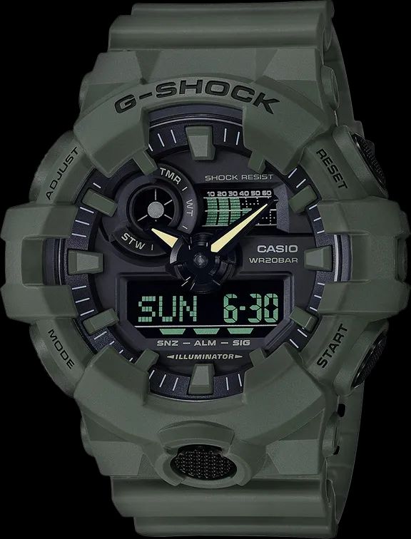 Casio Original Watch Parts.GA-700 UC-3 Military Green Bezel/Shell.Black Graphics