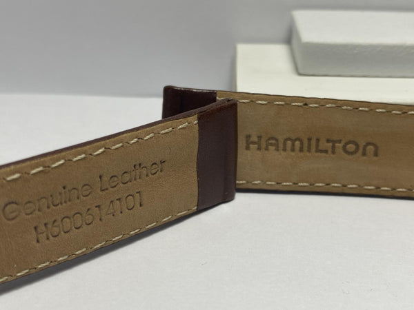 Hamilton Brown Leather 20mm Double Ribbed Strap. Watchband For Hamilton Khaki