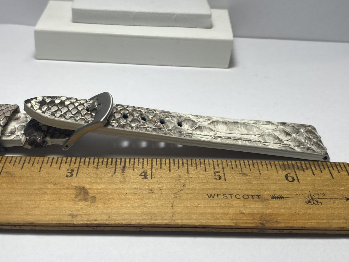 Genuine PythonSkin 20mm Watchband / Strap. Black/White/Gray w/Pins