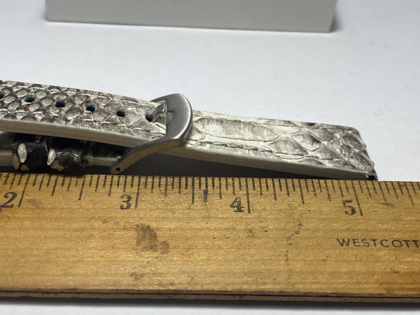 Genuine PythonSkin 20mm Watchband / Strap. Black/White/Gray w/Pins