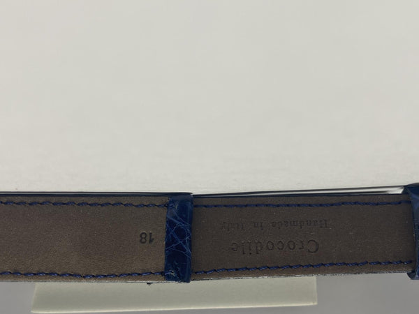 Crocodile Blue 18mm Strap. Italian Hand Made Watchband w/Stainless Steel Buckle.