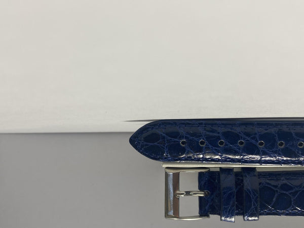 Crocodile Blue 18mm Strap. Italian Hand Made Watchband w/Stainless Steel Buckle.