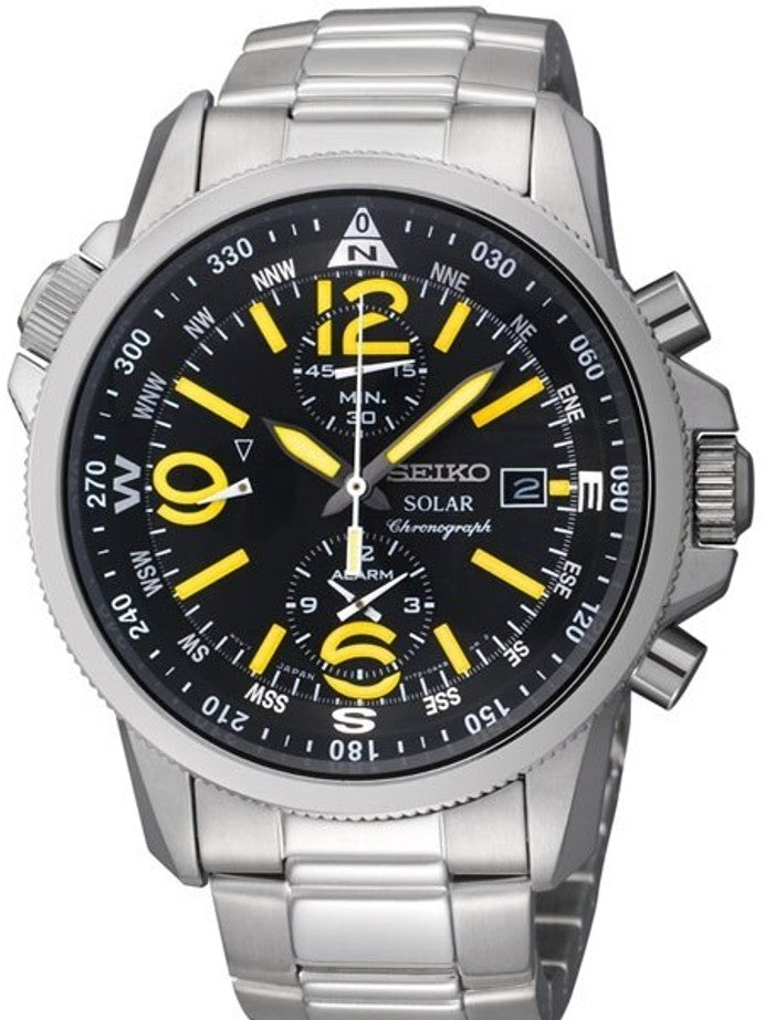 Seiko Prospex #SSC093 Solar Quartz Chronograph w/Stop-Watch and Alarm Sub-Dial