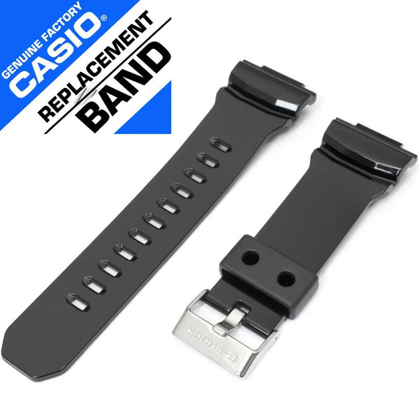 Casio Watchband GA-150 AND GA-200 Shiny Black Resin Strap. Band