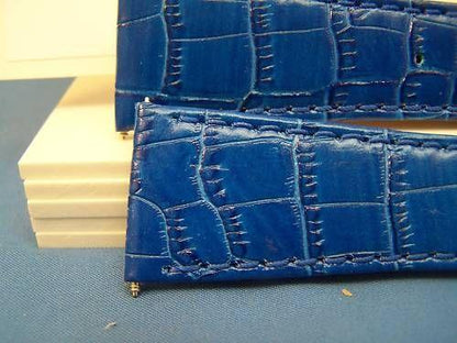 Extra Wide Leather Watchband. 24mm With Pins. blue