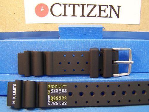 Citizen Watchband Lady Divers Black Resin Strap 15mm. Watchband