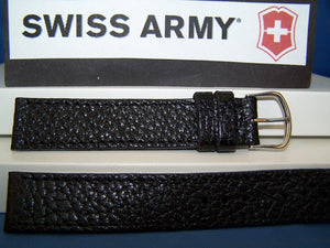 Swiss Army Watchband Officer mns stitch black 19mm long