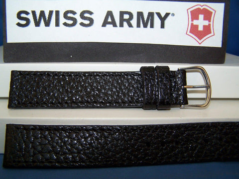 Swiss Army Watchband Officer mns stitch black 19mm long