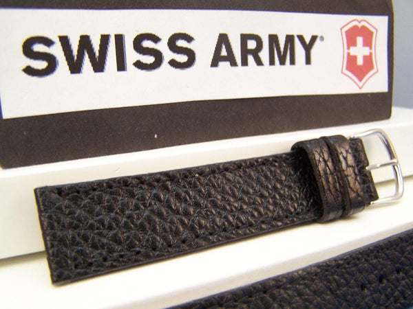 Swiss Army Watchband Officer mns stitch black 19mm long