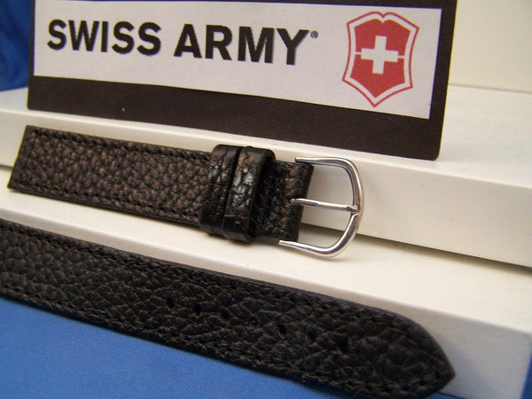 Swiss Army Watchband Officer mns stitch black 19mm long