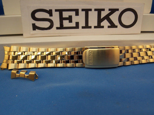 Seiko WatchBand SGF524 Gold Tone Bracelet Mens 18mm Curved End Caps.