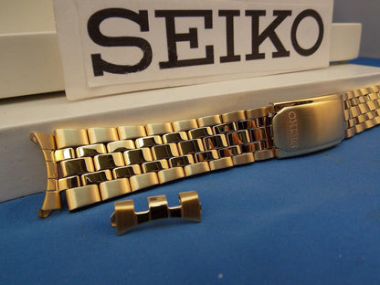 Seiko WatchBand SGF524 Gold Tone Bracelet Mens 18mm Curved End Caps.