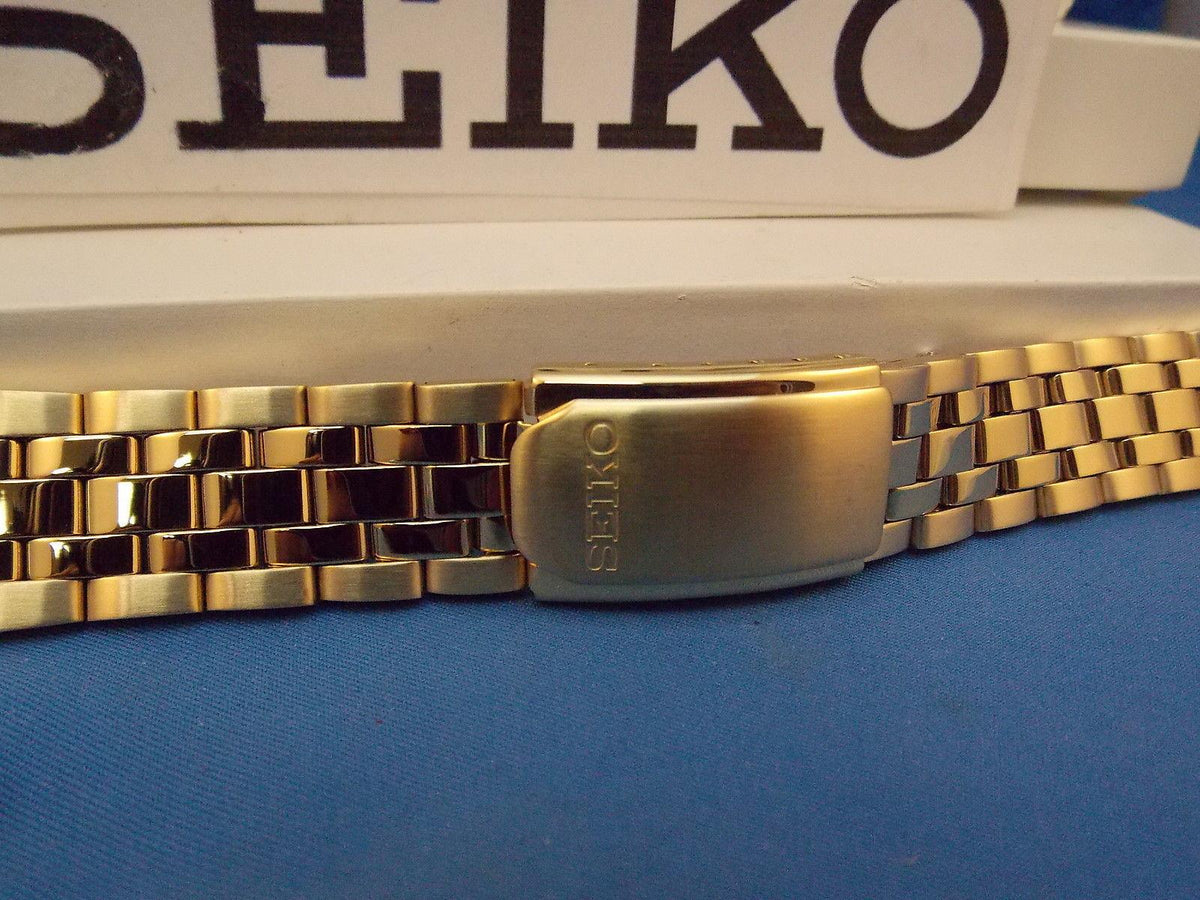 Seiko WatchBand SGF524 Gold Tone Bracelet Mens 18mm Curved End Caps.