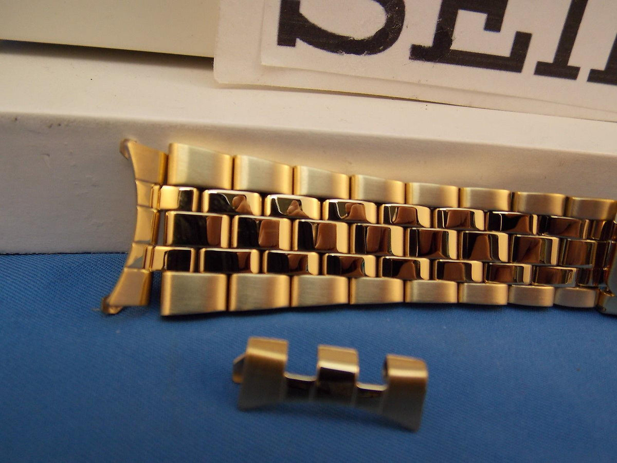 Seiko WatchBand SGF524 Gold Tone Bracelet Mens 18mm Curved End Caps.