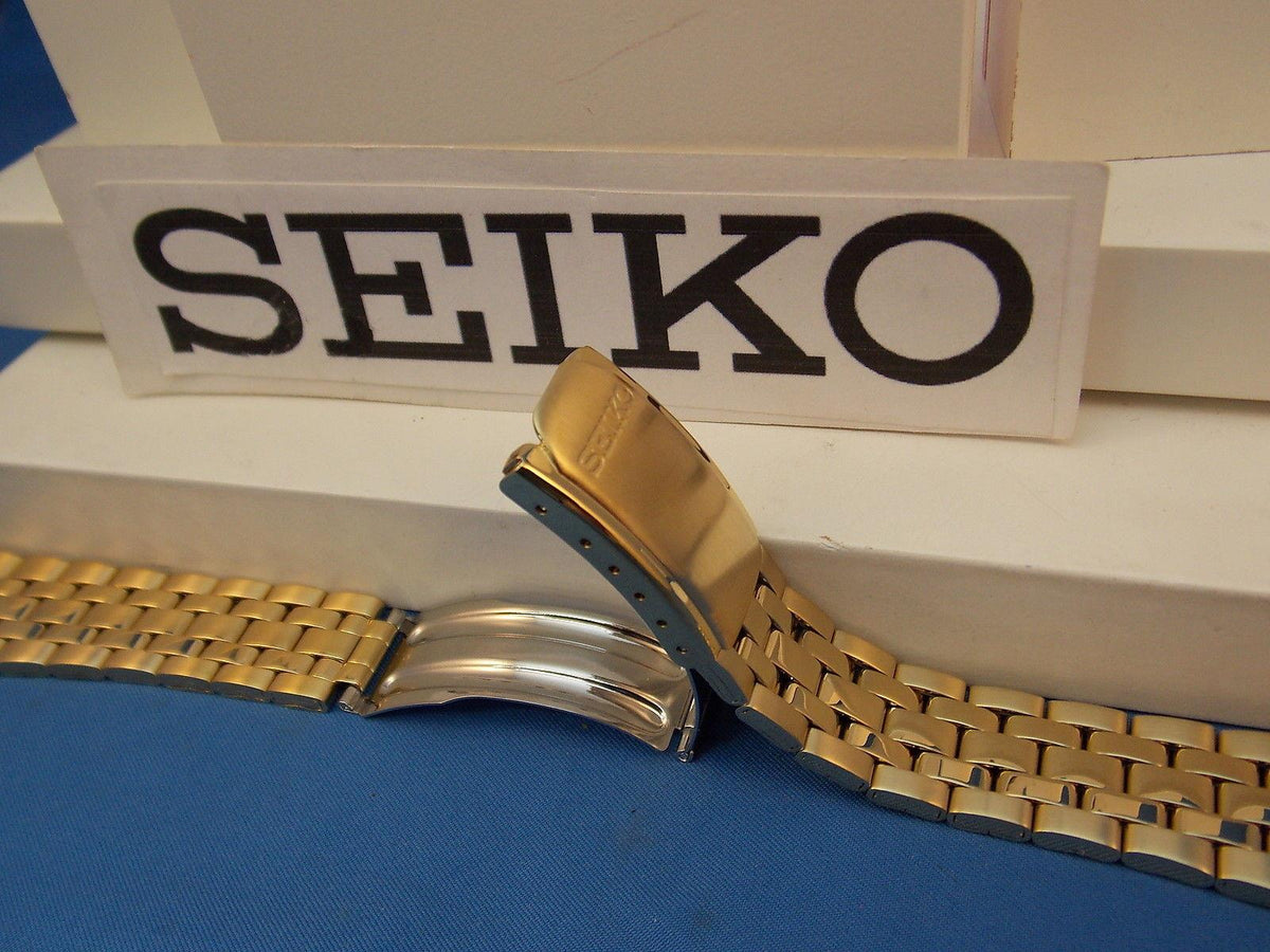 Seiko WatchBand SGF524 Gold Tone Bracelet Mens 18mm Curved End Caps.