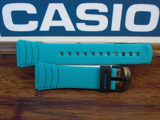 Casio Watchband DBC-32 Data Bank Turqoise/Aqua Rubber Strap 22mm